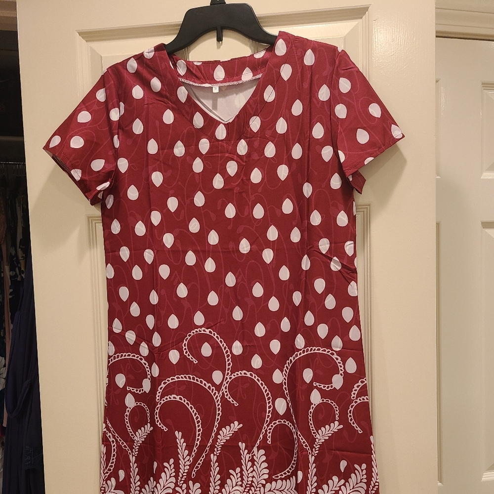 Casual Short Sleeve V-Neck Midi Dress